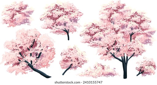 Free vector japan sakura cherry branch blossom with blooming flowers design constructor