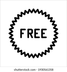 Free vector label illustration on white background. Free sticker, badge, tag. Free, icon, charge, advertisement, advertising, background, badge, banner.