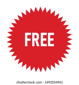 Free vector label. Red badge sticker design. Promotion and advertising.