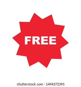 Free vector label. Red badge sticker design. Promotion and advertising.