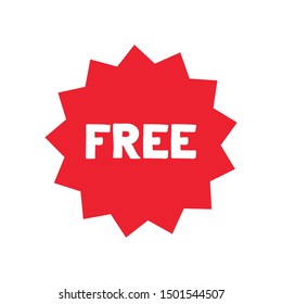 Free vector label. Red badge sticker design. Promotion and advertising.