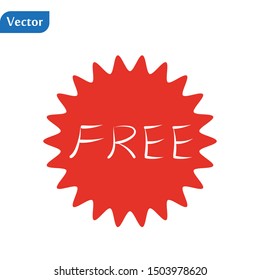 Free vector label. Red badge sticker design. Promotion and advertising.