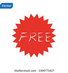Free vector label. Red badge sticker design. Promotion and advertising. eps10