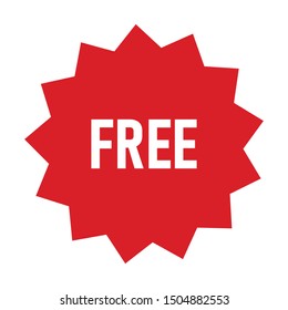 Free vector label. Red badge sticker design. Promotion and advertising.