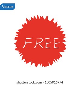 Free vector label. Red badge sticker design. Promotion and advertising. eps 10