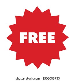 Free vector label. Red badge sticker design. Promotion and advertising.