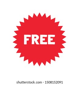Free vector label. Red badge sticker design. Promotion and advertising.