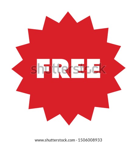 Free vector label. Red badge sticker design. Promotion and advertising.