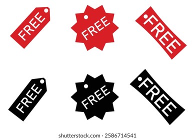 Free vector labels set. Tag of sale. Set of red free vector labels. Free offer label. vector illustration. 