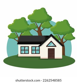 Free vector landscape with house scene