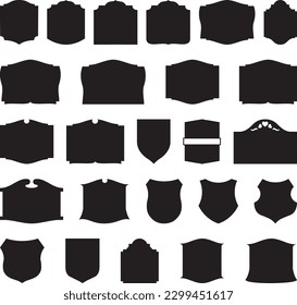 Free vector large set of vector black silhouette frames or cartouches for badges in ornate classical