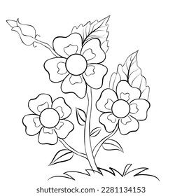 Arte de línea vectorial libre arte de flor de dibujo a mano diseño plano blanco y negro flor simple
