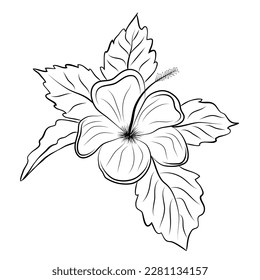 Free Vector line art and hand drawing flower art black and white flat design simple flower
