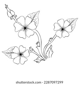 Free Vector line art and hand drawing flower art black and white flat design simple flower