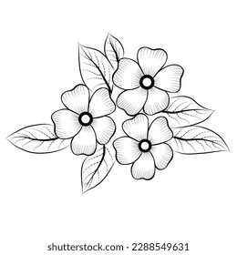 Arte de línea vectorial libre arte de flor de dibujo a mano diseño plano blanco y negro flor simple