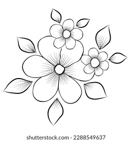 Free Vector line art and hand drawing flower art black and white flat design simple flower