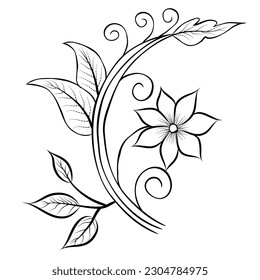 Free Vector line art and hand drawing flower art black and white flat design simple flower