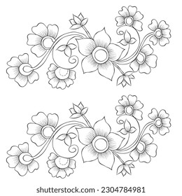 Arte de línea vectorial libre arte de flor de dibujo a mano diseño plano blanco y negro flor simple