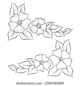 Free Vector line art and hand drawing flower art black and white flat design simple flower