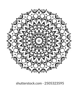 Mandala lineal de Vector libre. Hermoso mandala sobre fondo blanco. Mandalas para colorear book.Vector Mandala blanco y negro, patrón de círculo de mandala aislado en blanco