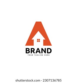 Free vector vector logo illustration letter A home Orange color style	