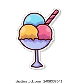 Free vector, love theme sticker, colorful ice cream illustration