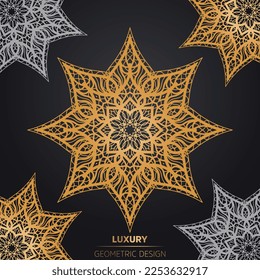 Free vector luxury ornamental mandala design background in gold color.