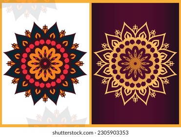 Free vector mandala beautiful color flower  drawing symbol invitation card design