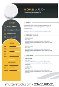 Free vector minimalist cv template with photo space
