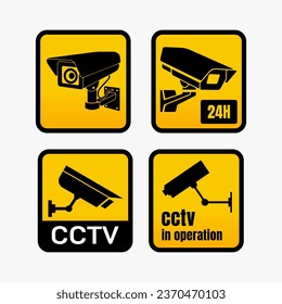 Free vector modern cctv sign collection with flat design