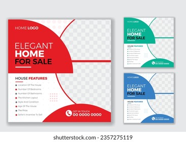 Kostenlose Vektorgrafik-Vorlage für moderne und kreative Immobilien, geplagt Social-Media-Post und Flyer-Design für den Verkauf von Haus oder Gebäuden