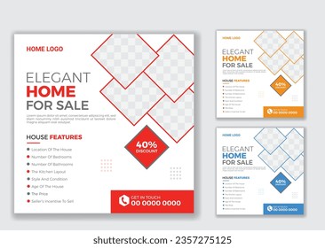 Free vector modern and creative real estate squared social media post and flyer design template for sale home house or buildings