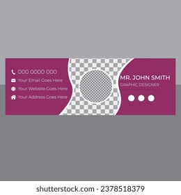 Free vector modern email signature card template with social media profile design