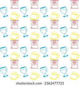 Kostenlose Vektormoderne, handgezeichnete Muster für das Oktoberfest-Design