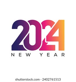 Free vector new year 2024 text typography design element flyer banner design.