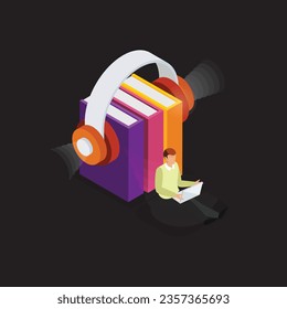 Free vector online learning isometric glow icons set of tutorials for distance education audio books online courses