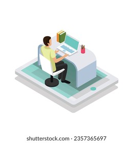 Free vector online learning isometric glow icons set of tutorials for distance education audio books online courses