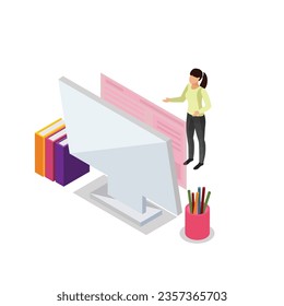 Free vector online learning isometric glow icons set of tutorials for distance education audio books online courses