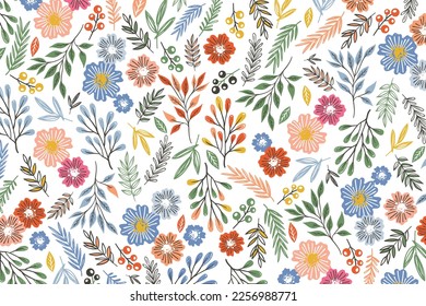 Free vector organic flat abstract floral pattern