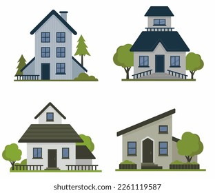 Free vector pack of colorful different houses