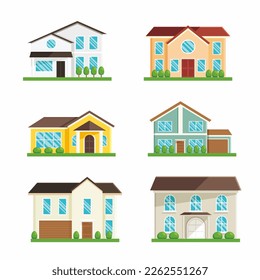 Free vector pack of colorful different houses