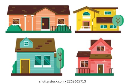 Free vector pack of colorful different houses