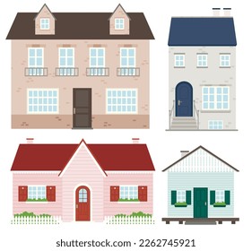 Free vector pack of colorful different houses