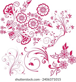 Free vector pink decorative floral background elements.