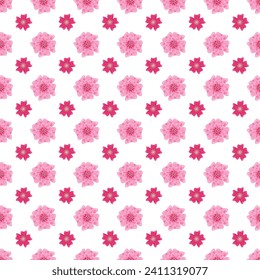 Frei vektorrosa Blumenmuster Samurai nahtlose Muster.