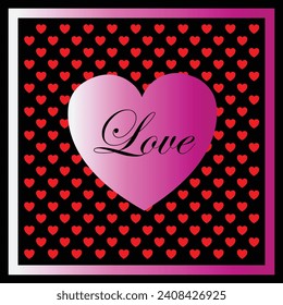 Free vector pink heart shape in black background red hearts group