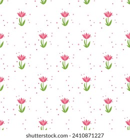 Free vector pink tulip field background dot art banner