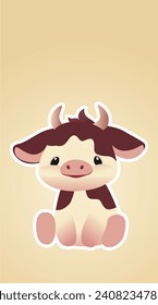 free vector poster of sitting cow illustration for wallpaper and background