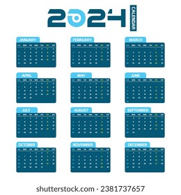 Free Vector Printable Monthly Schedule Calendar 2024 Template In Modern Design
