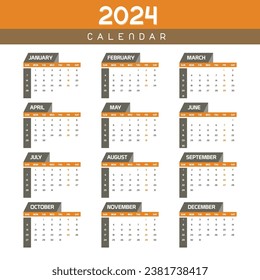 Free Vector Printable Monthly Schedule Calendar 2024 Template